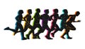 Running marathon, people run, colorful poster. Vector illustration background silhouette sport Royalty Free Stock Photo